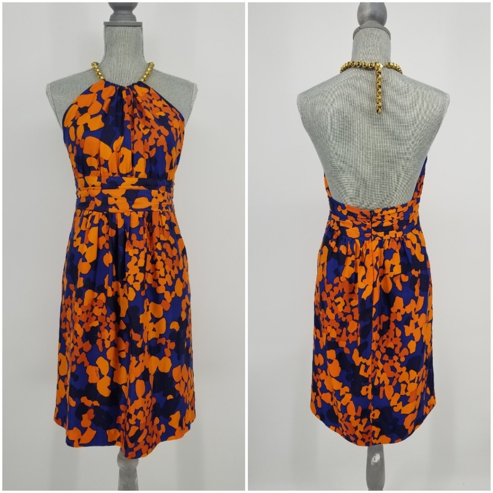 Milly 100% Silk Chain Halter Dress Sz 8